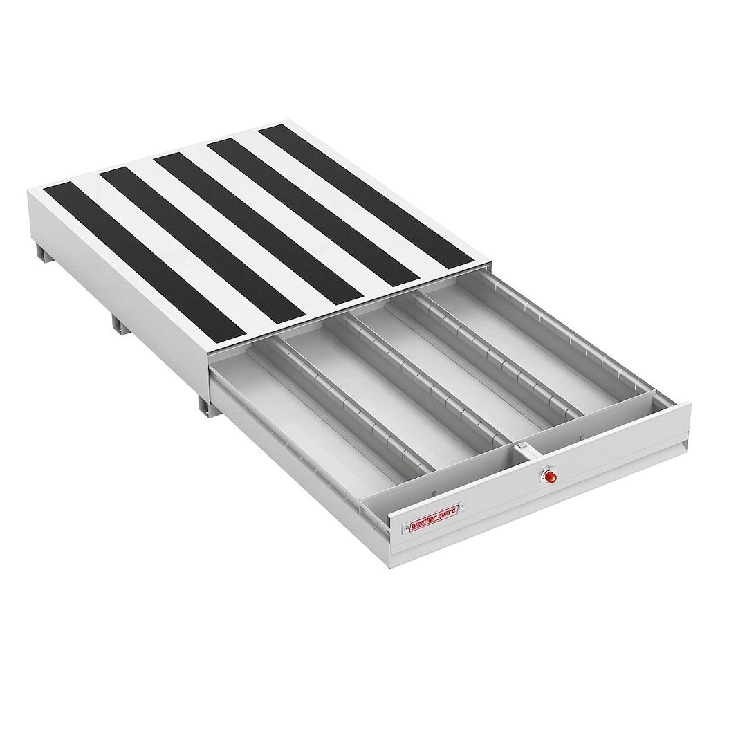 Weather Guard Bed Drawer, Pack Rat ®, 48 Inch Length X 39-3/4 Inch Width X 9-1/2 Inch Height, Lateral, One Drawer, Two Compartments, Steel – 308-3-04