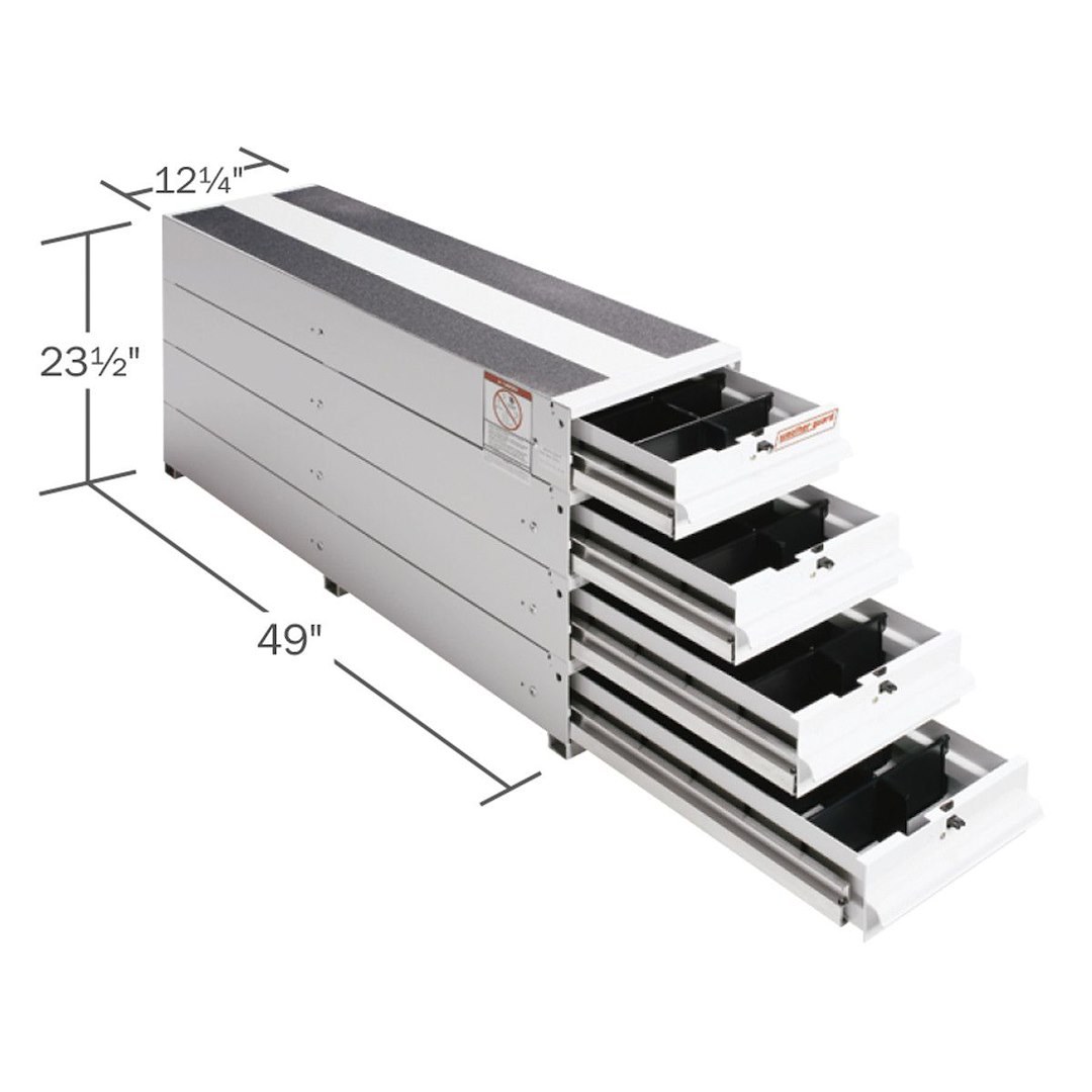 Weather Guard Bed Drawer, Itemizer ®, 49 Inch Length X 12-1/4 Inch Width X 23-1/2 Inch Height, Stacked Unit, 4 Drawers, 1 Compartment – 328-3