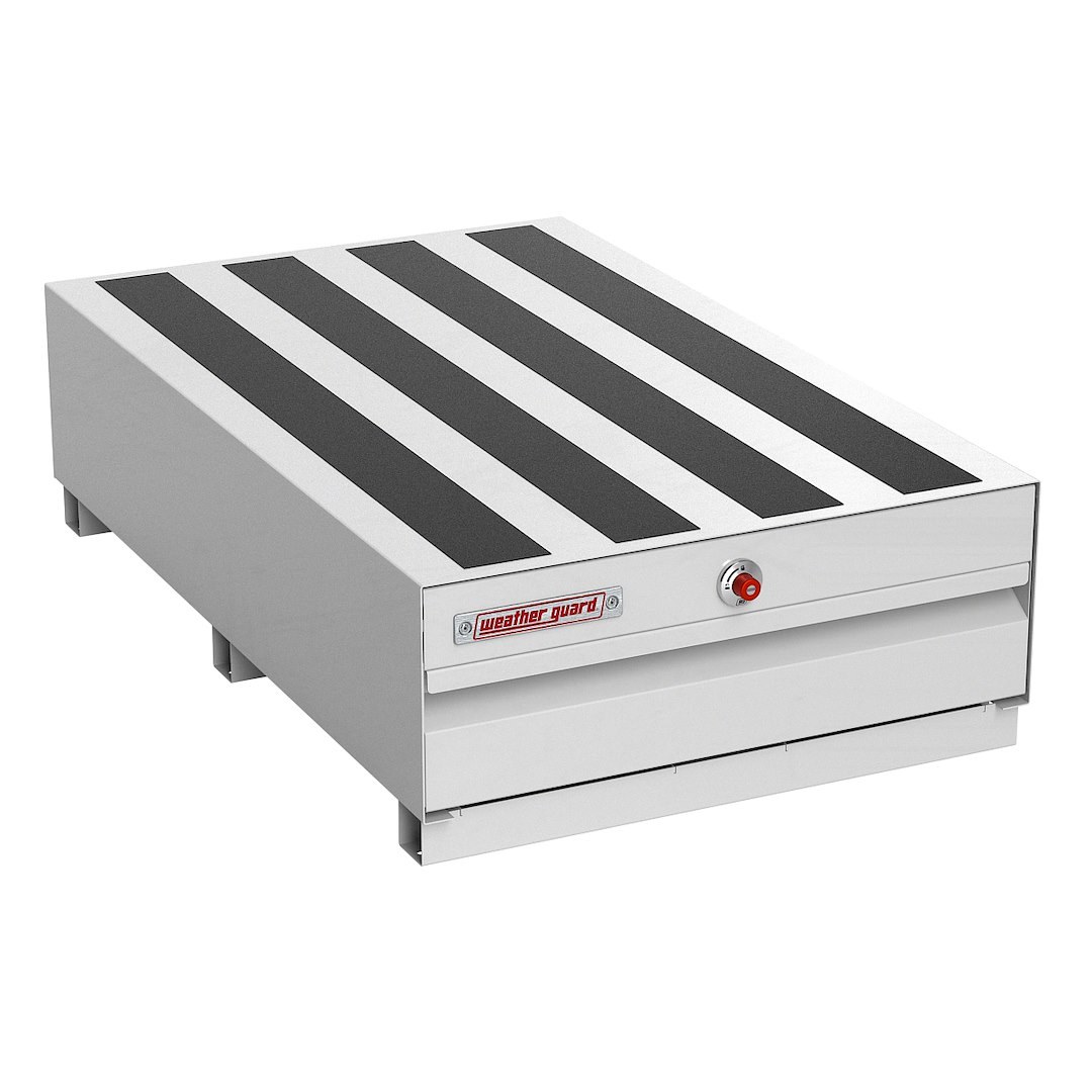 Weather Guard Bed Drawer, Pack Rat ®, 48 Inch Length X 30 Inch Width X 13 Inch Height, Lateral, One Drawer, Two Compartments, Steel, White – 337-3-04