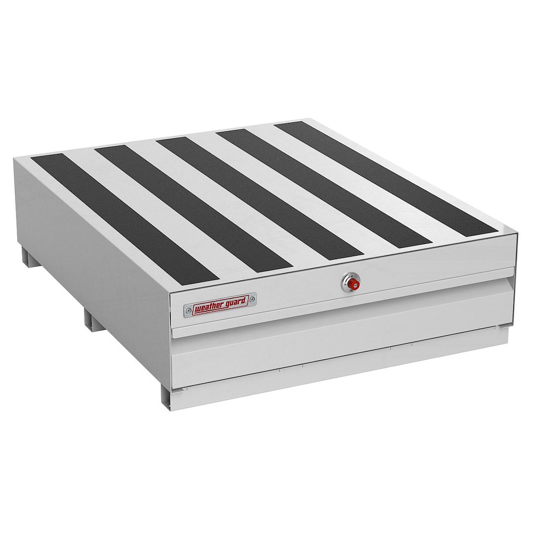 Weather Guard Bed Drawer, Pack Rat ®, 48 Inch Length X 40 Inch Width X 13 Inch Height, Lateral, One Drawer, Two Compartments, Steel, White – 338-3-04