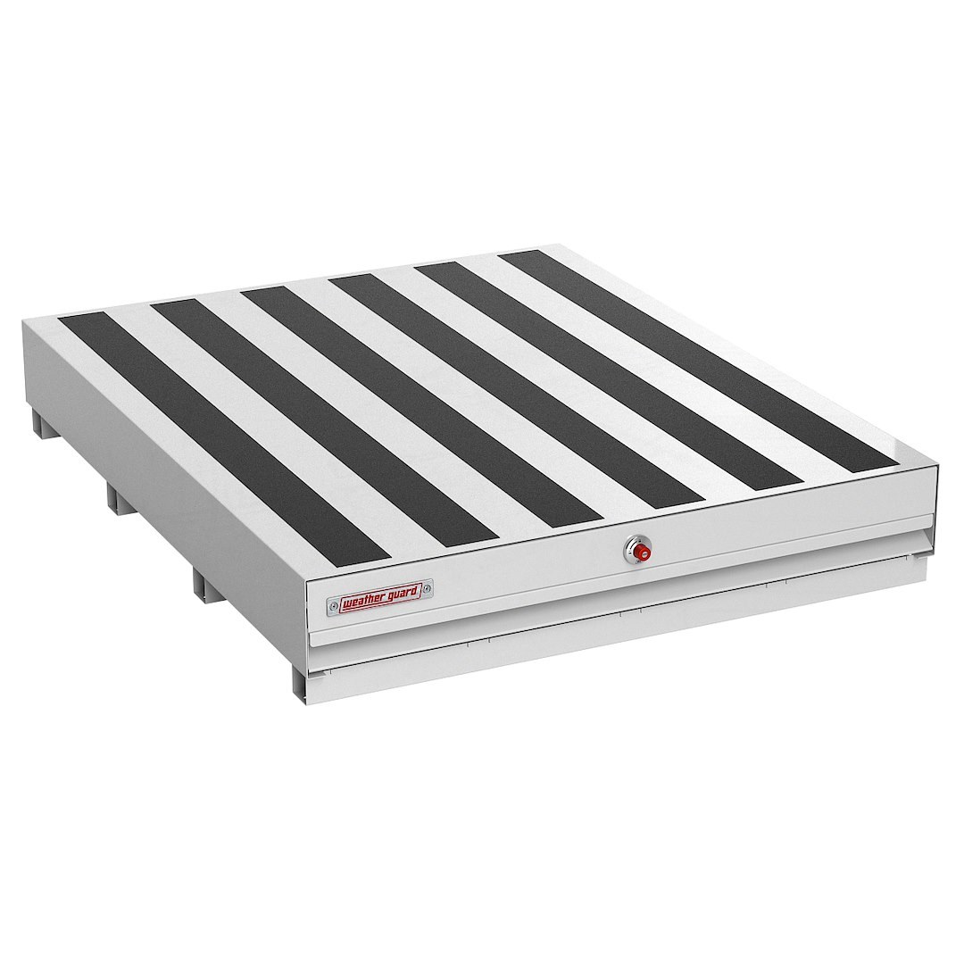 Weather Guard Bed Drawer, Pack Rat ®, 60 Inch Length X 48 Inch Width X 9-1/2 Inch Height, Lateral, One Drawer, Three Compartments, Steel – 369-3-04