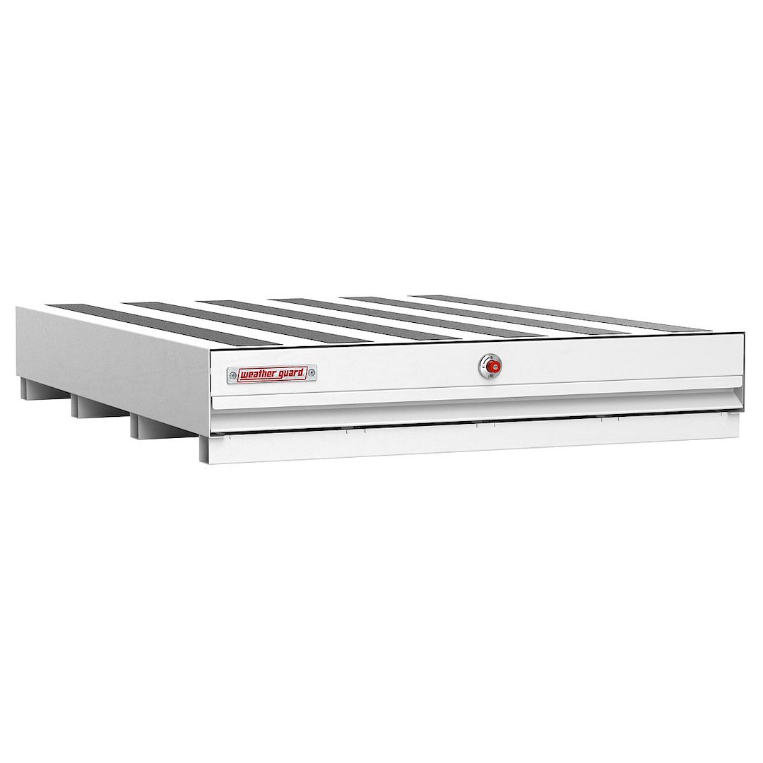 Weather Guard Bed Drawer, Pack Rat ®, 60 Inch Length X 48 Inch Width X 9-1/2 Inch Height, Lateral, One Drawer, Three Compartments, Steel – 369-3-04