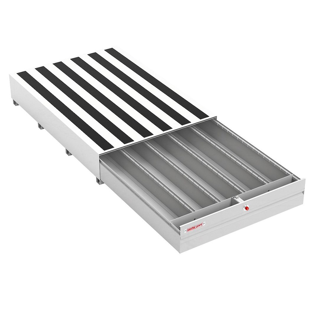 Weather Guard Bed Drawer, Pack Rat ®, 72 Inch Length X 48 Inch Width X 13 Inch Height, Lateral, One Drawer, Three Compartments, Steel – 3713-3-04