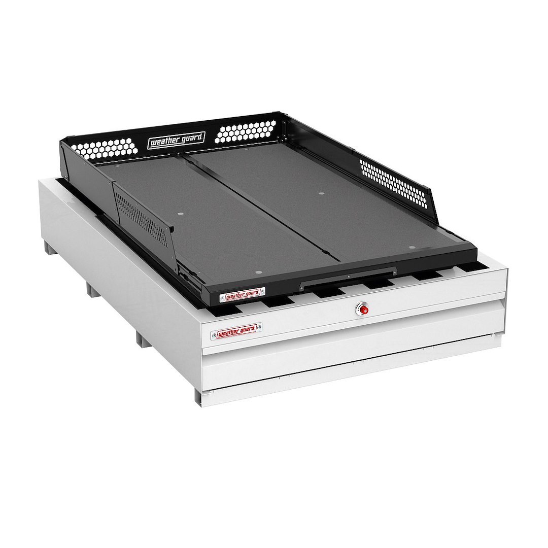 Weather Guard Bed Drawer, Pack Rat ®, 72 Inch Length X 48 Inch Width X 13 Inch Height, Lateral, One Drawer, Three Compartments, Steel – 3713-3-04