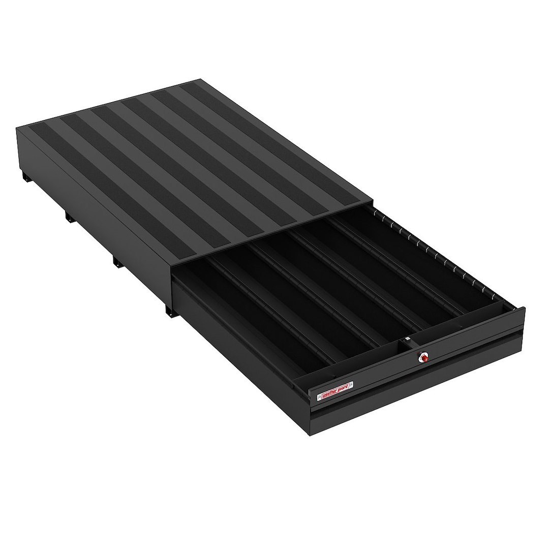 Weather Guard Bed Drawer, Pack Rat ®, 72 Inch Length X 48 Inch Width X 13 Inch Height, Lateral, One Drawer, Three Compartments, Steel – 3713-5-04