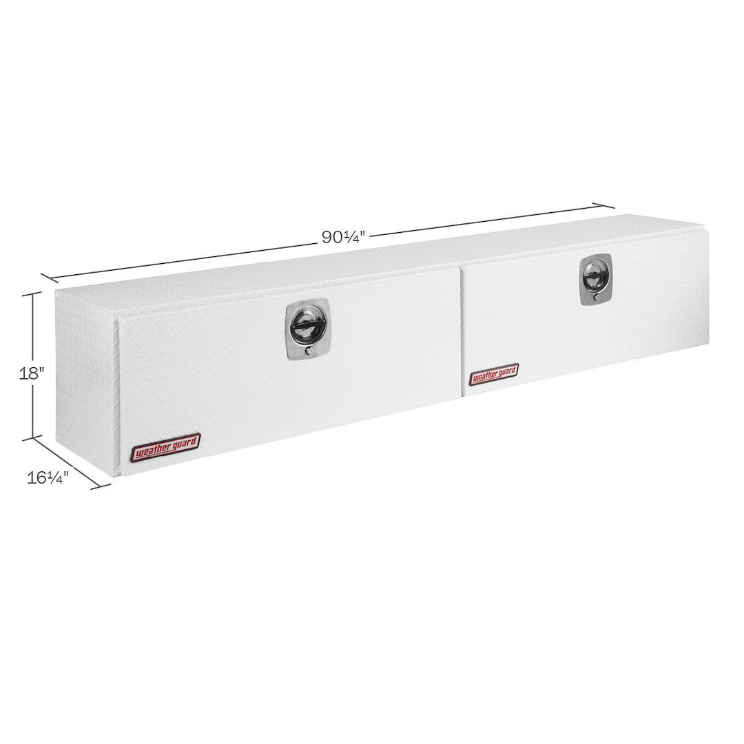 Weather Guard Tool Box, Super-Side, Side Mount, 2 Doors, Bright White, Aluminum, 90-1/4 Inch Length X 16-1/4 Inch Width X 18 Inch Height – 391-3-02