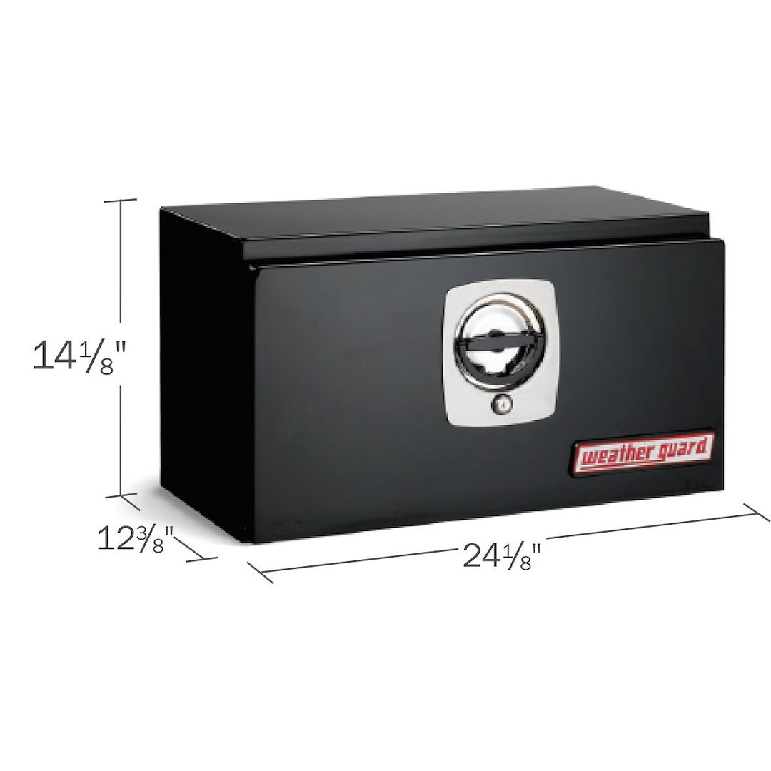 Weather Guard Tool Box, Underbed, Single Door, Smooth, Black, Steel, 24-1/8 Inch Length X 12-3/8 Inch Width X 14 1/8 Inch Height – 525-5-02