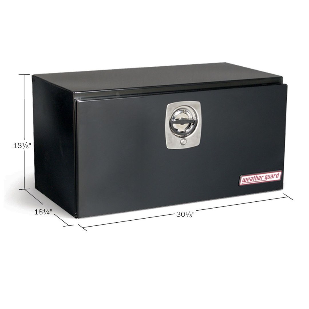 Weather Guard Tool Box, Underbed, Single Door, Smooth, Black, Steel, 30-1/8 Inch Length X 18-1/4 Inch Width X 18-1/8 Inch Height – 530-5-02