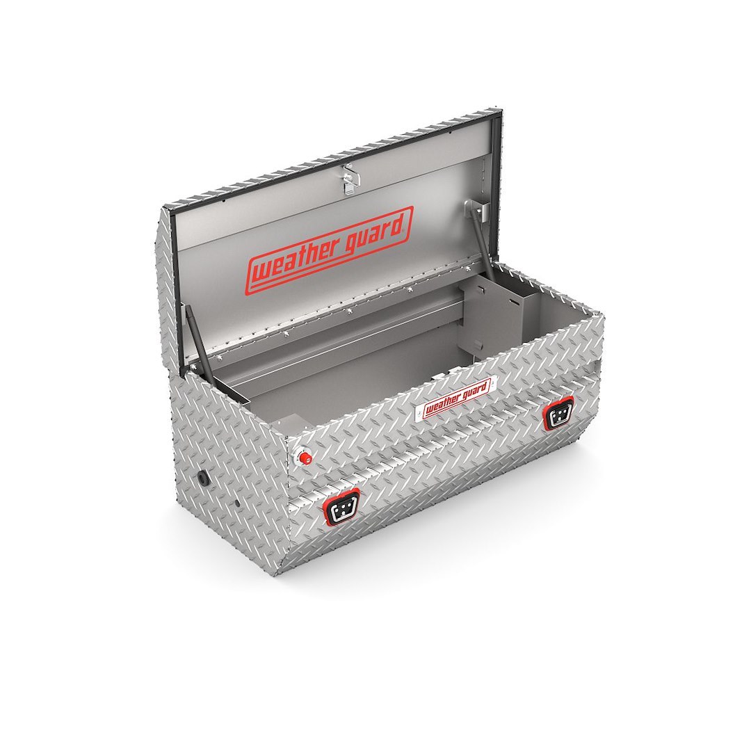 Weather Guard Tool Box, Chest, Single Lid, Powder Coated, Diamond Tread, Clear, Aluminum – 614-0-04