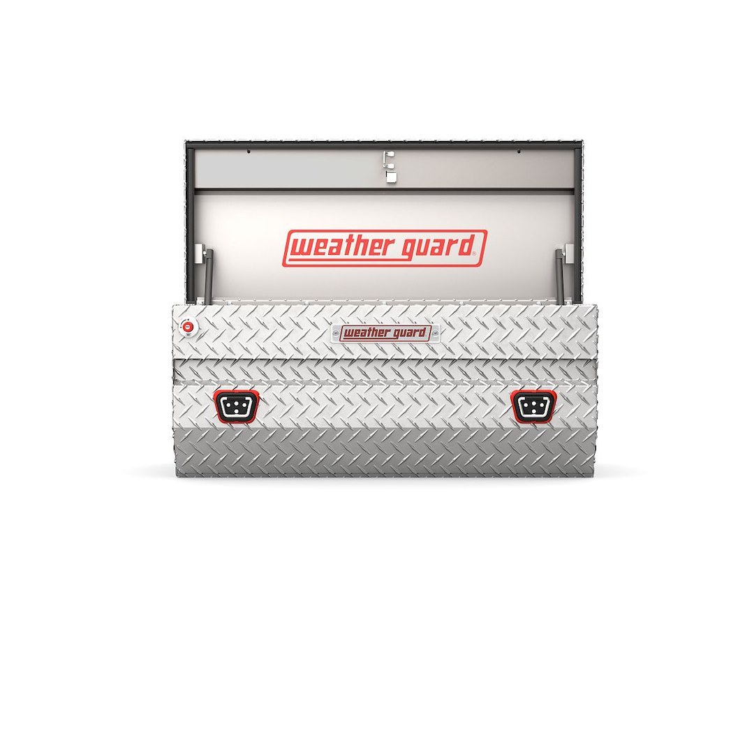 Weather Guard Tool Box, Chest, Single Lid, Powder Coated, Diamond Tread, Clear, Aluminum – 614-0-04