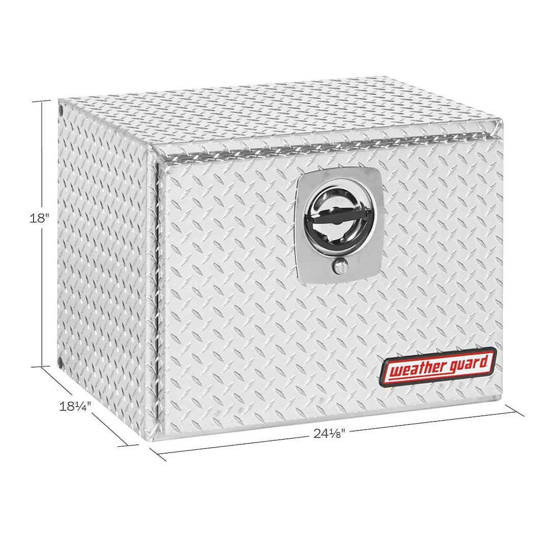 Weather Guard Tool Box, Underbed, Single Door, Diamond Tread, Bright, Aluminum, 24-1/8 Inch Length X 18 Inch Width X 18 Inch Height – 627-0-02