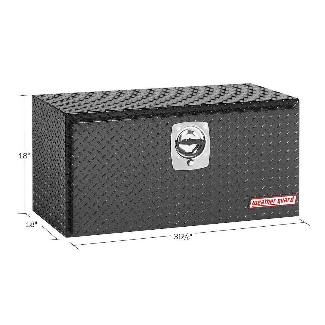 Weather Guard Tool Box, Underbed, Single Door, Diamond Tread, Black, Aluminum, 36 5/8 Inch Length X 18 Inch Width X 18 Inch Height – 636-5-02