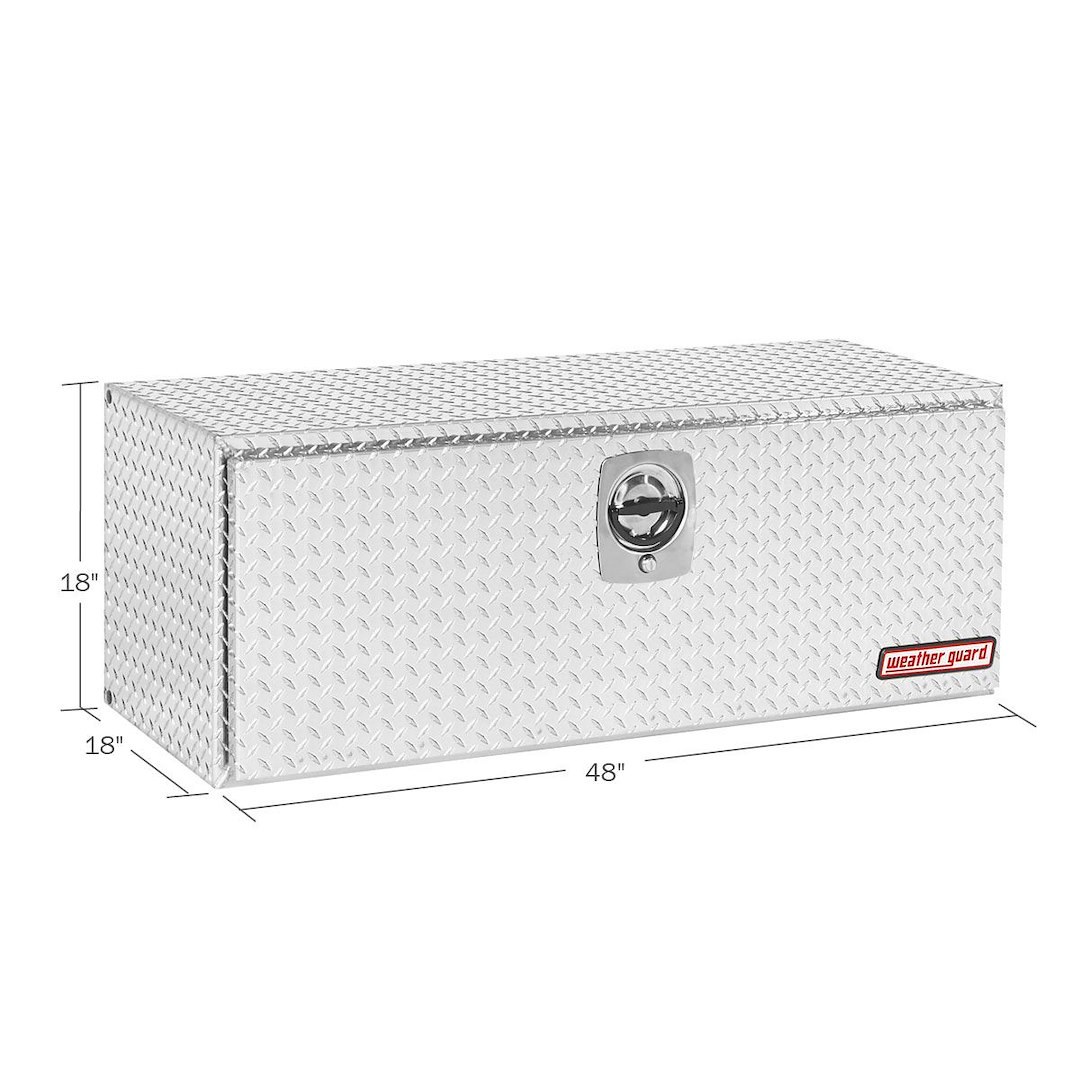 Weather Guard Tool Box, Underbed, Single Door, Diamond Tread, Bright, Aluminum, 48-1/8 Inch Length X 18 Inch Width X 18 Inch Height – 648-0-02