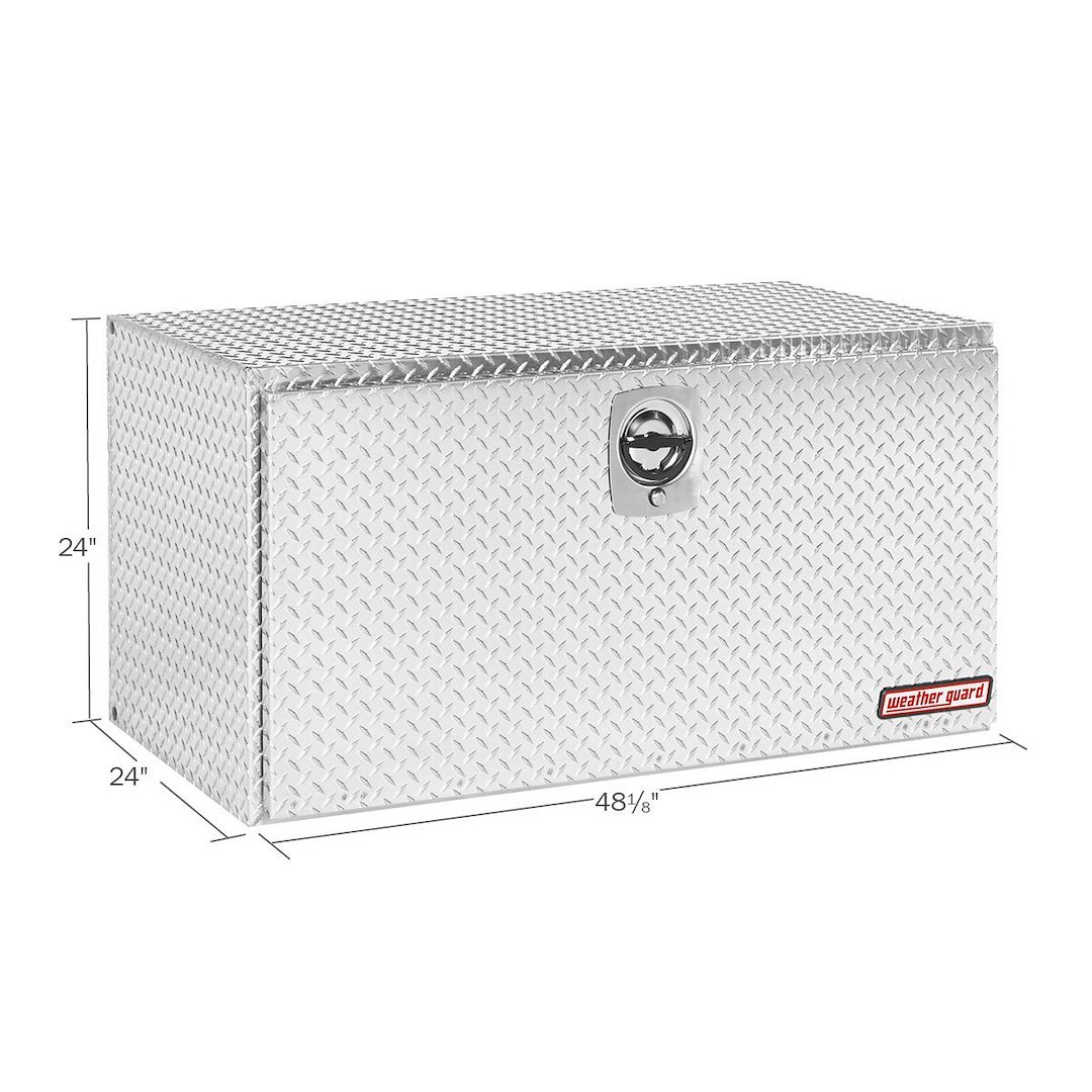 Weather Guard Tool Box, Underbed, Single Door, Diamond Tread, Bright, Aluminum, 48-1/8 Inch Length X 24 Inch Width X 24 Inch Height – 650-0-02
