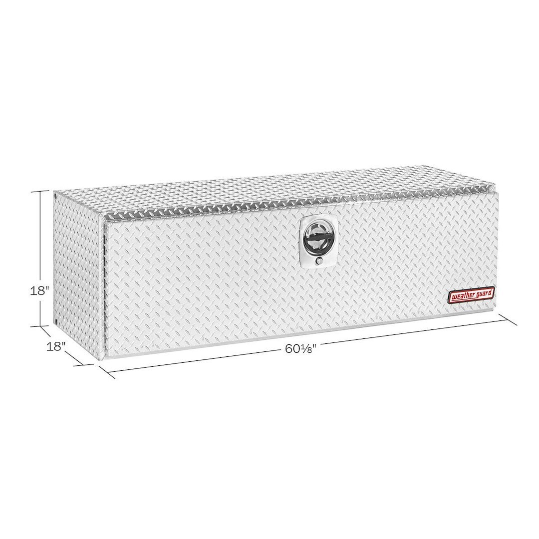Weather Guard Tool Box, Underbed, Single Door, Diamond Tread, Bright, Aluminum, 60-1/8 Inch Length X 18 Inch Width X 18 Inch Height – 660-0-02