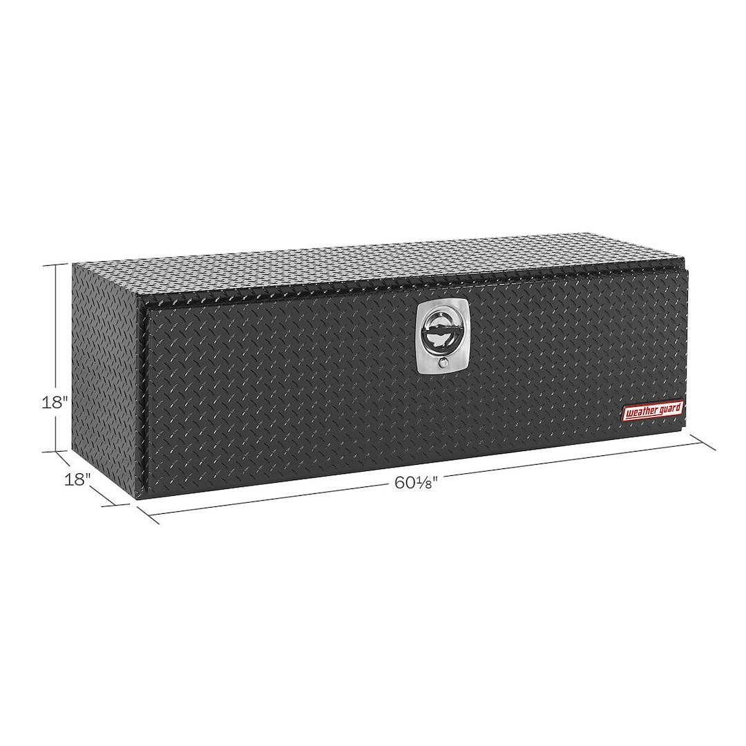 Weather Guard Tool Box, Underbed, Single Door, Diamond Tread, Black, Aluminum, 60-1/8 Inch Length X 18 Inch Width X 18 Inch Height – 660-5-02