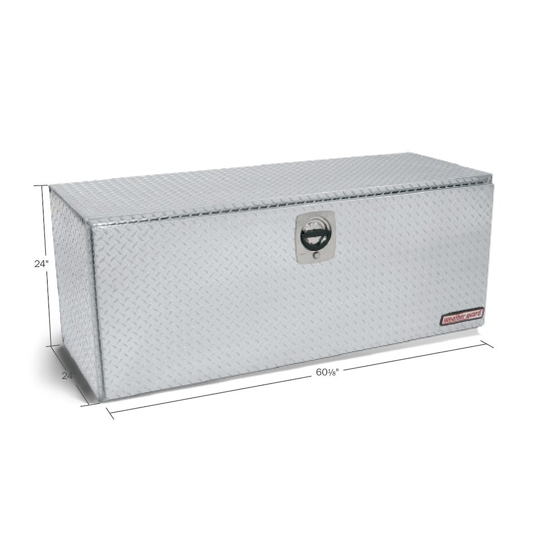 Weather Guard Tool Box, Underbed, Single Door, Diamond Tread, Bright, Aluminum, 60-1/8 Inch Length X 24 Inch Width X 24 Inch Height – 662-0-02