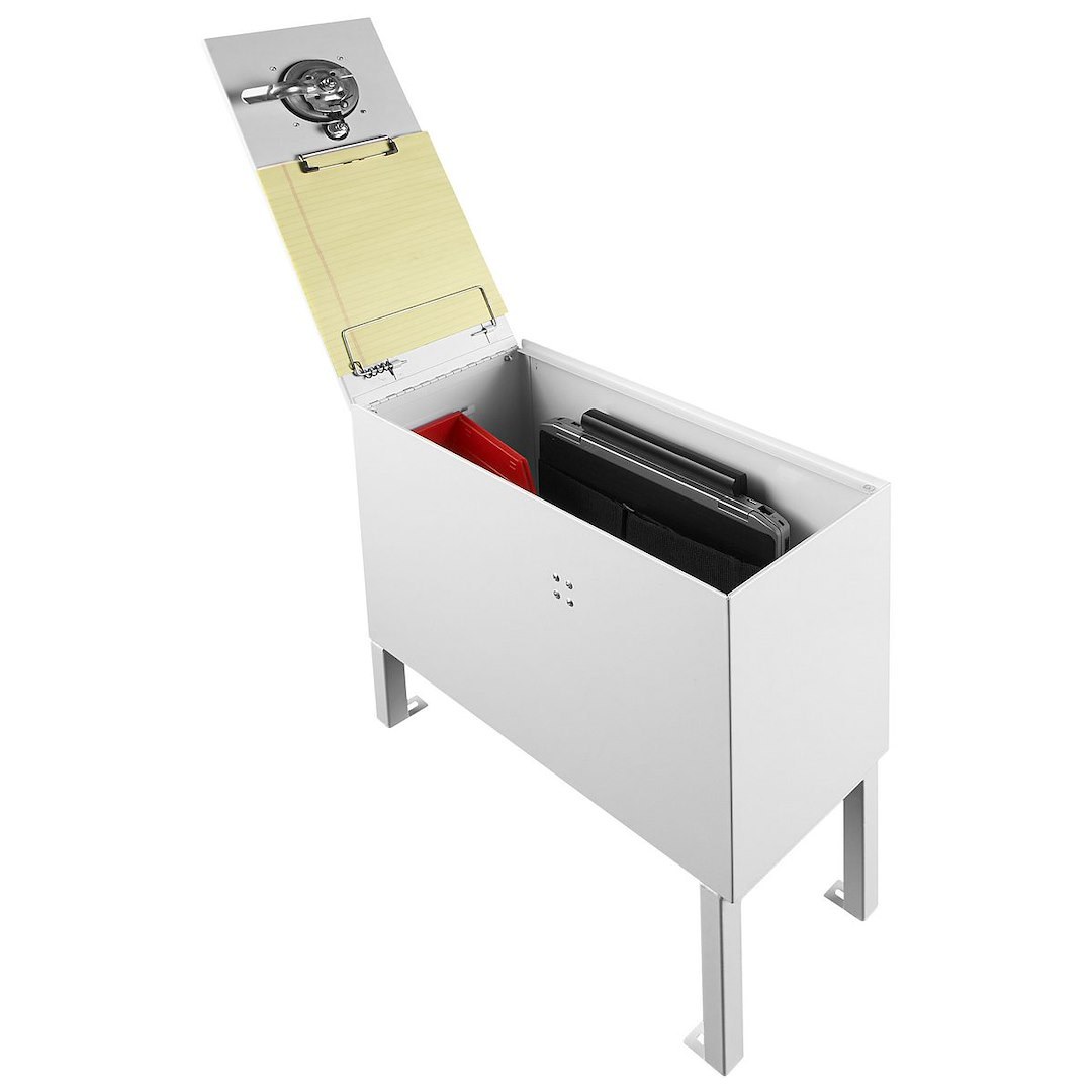 Weather Guard Console, Floor Mount, 7 Inch Width X 20 Inch Height X 20 Inch Depth, Lockable, White, Steel – 9010-3-01