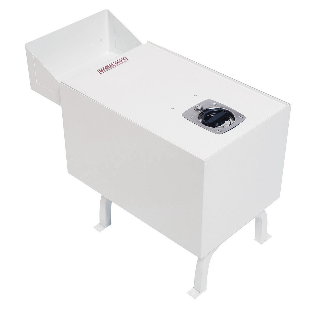 Weather Guard Console, Floor Mount, 13 Inch Width X 12 Inch Height X 20 Inch Depth, Lockable, White, Steel – 9012-3-01