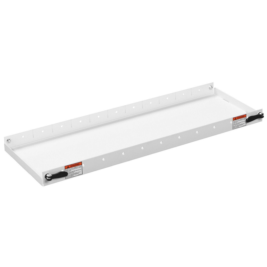 Weather Guard Van Storage System Shelf, 28 Inch Length X 10.5 Inch Depth, With 4 Dividers, White, Steel – 9122-3-01
