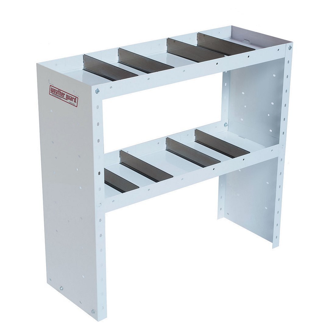 Weather Guard Van Storage System Shelf Unit, 36 Inch Length X 34 Inch Height X 13-1/2 Inch Depth, Square End Panels, 2 Shelves – 9333-3-03