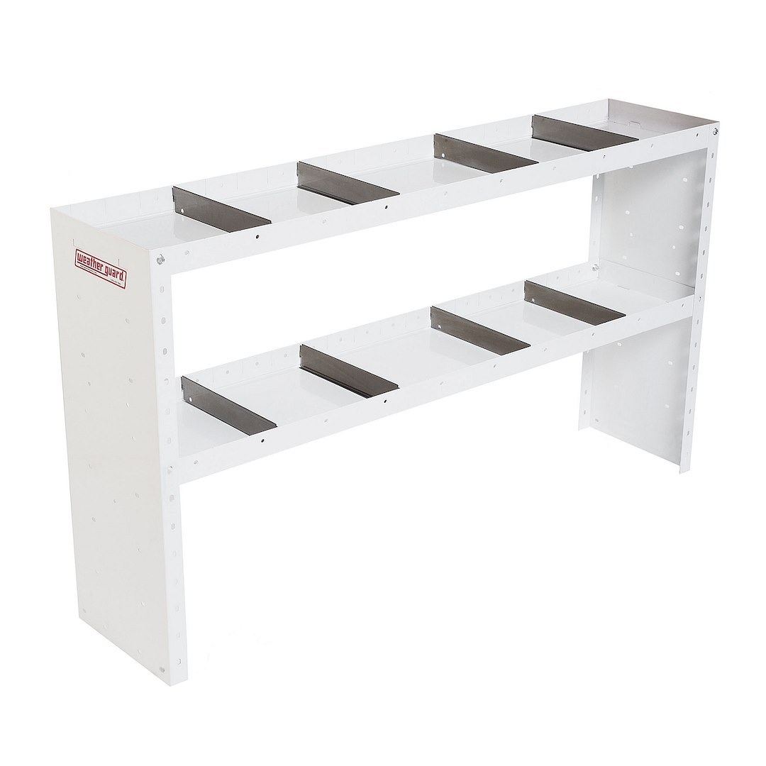 Weather Guard Van Storage System Shelf Unit, 60 Inch Length X 34 Inch Height X 13-1/2 Inch Depth, Square End Panels, 2 Shelves – 9336-3-03