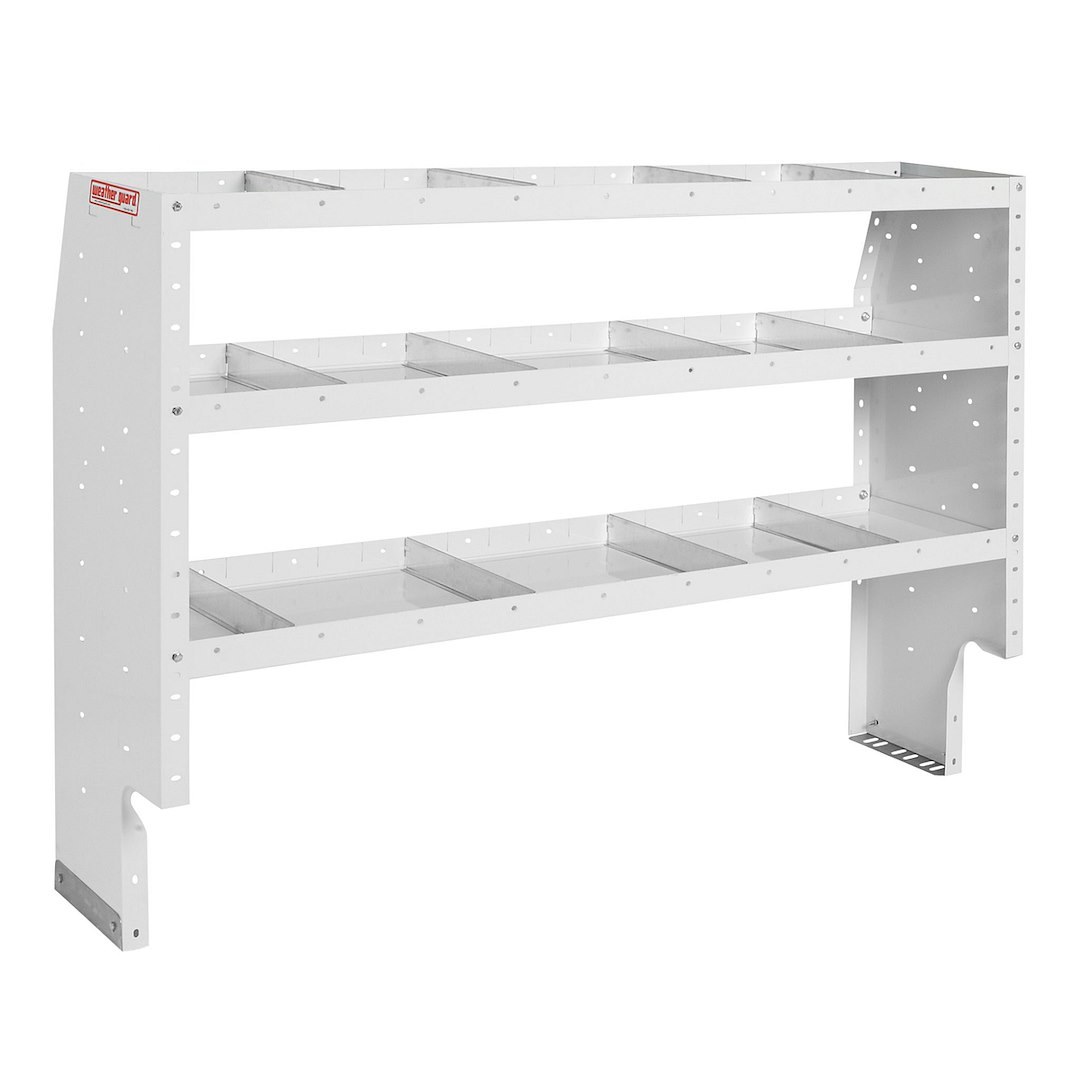 Weather Guard Van Storage System Shelf Unit, 60 Inch Length X 44 Inch Height X 16 Inch Depth, Tapered End Panels, 3 Shelves – 9346-3-03