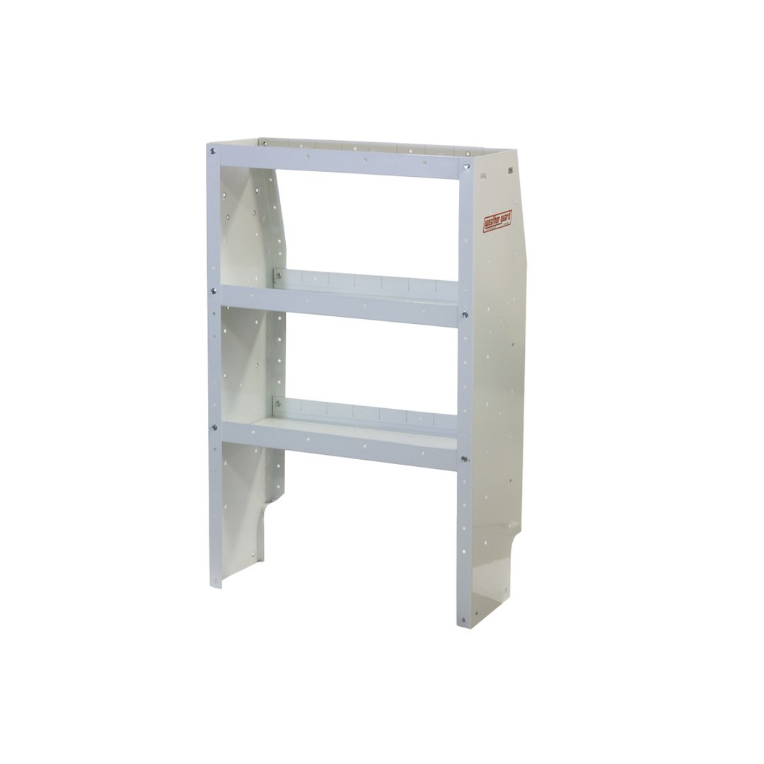 Weather Guard Van Storage System Shelf Unit, 28 Inch Length X 44 Inch Height X 13-1/2 Inch Depth, Tapered End Panels, 3 Shelves – 9352-3-03