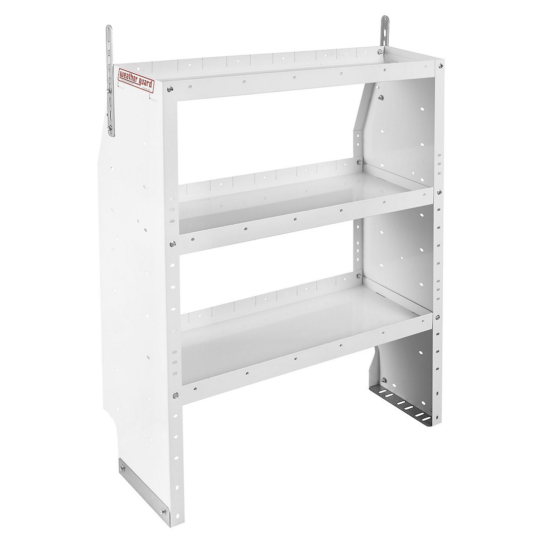 Weather Guard Van Storage System Shelf Unit, 36 Inch Length X 44 Inch Height X 13-1/2 Inch Depth, Tapered End Panels, 3 Shelves – 9353-3-03