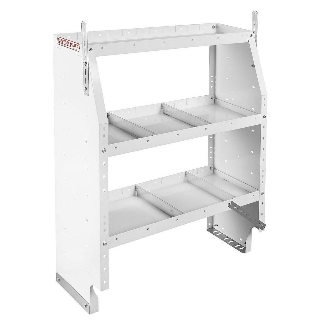 Weather Guard Van Storage System Shelf Unit, 36 Inch Length X 44 Inch Height X 13-1/2 Inch Depth, Tapered End Panels, 3 Shelves – 9353-3-03