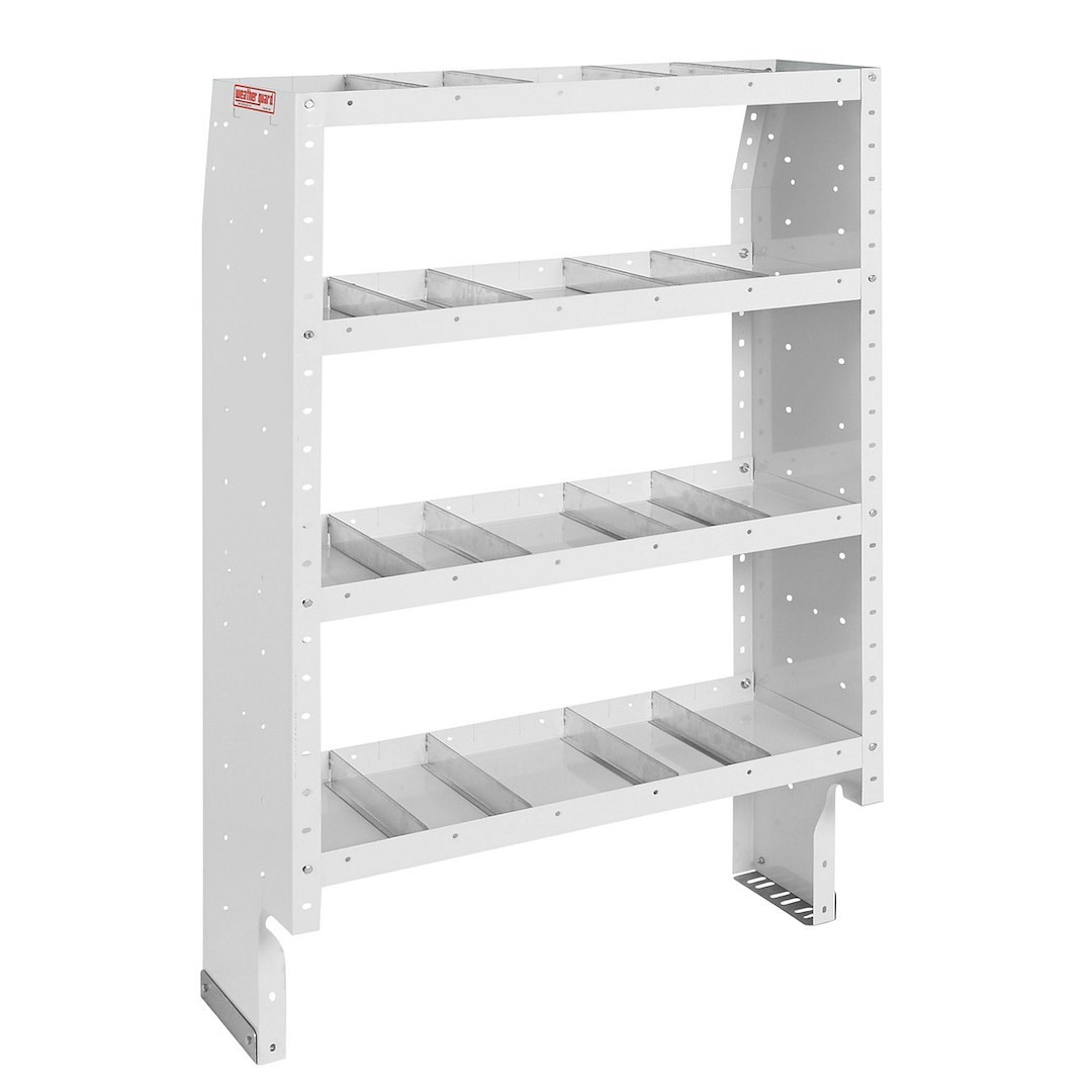 Weather Guard Van Storage System Shelf Unit, 36 Inch Length X 60 Inch Height X 16 Inch Depth, Tapered End Panels, 4 Shelves – 9363-3-03