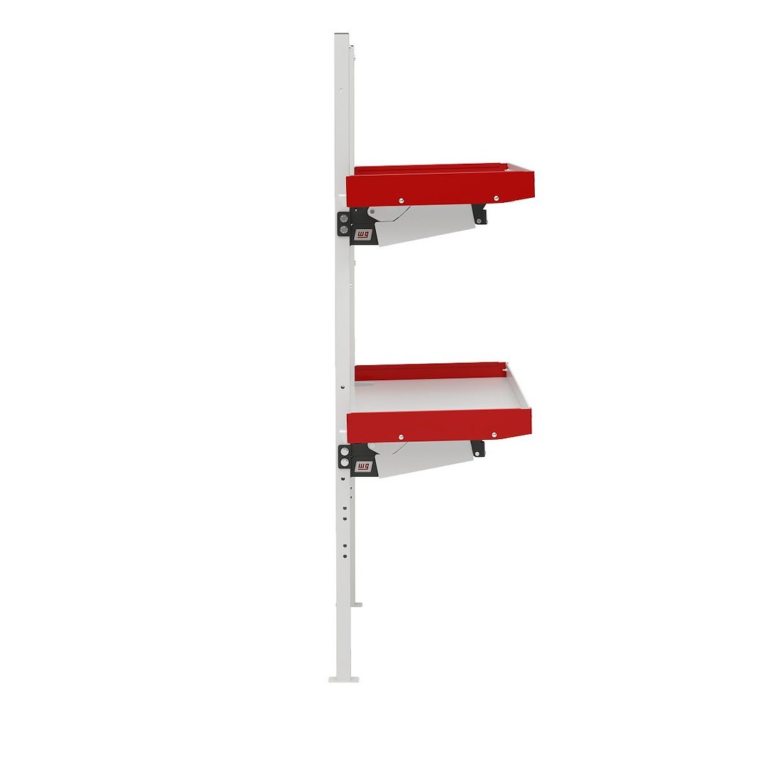 Weather Guard Van Storage System Shelf, 36 Inch Length X 19 Inch Depth, 2 Inch Lip, Without Dividers, Aluminum, White with Red End Caps – 9536-3-01