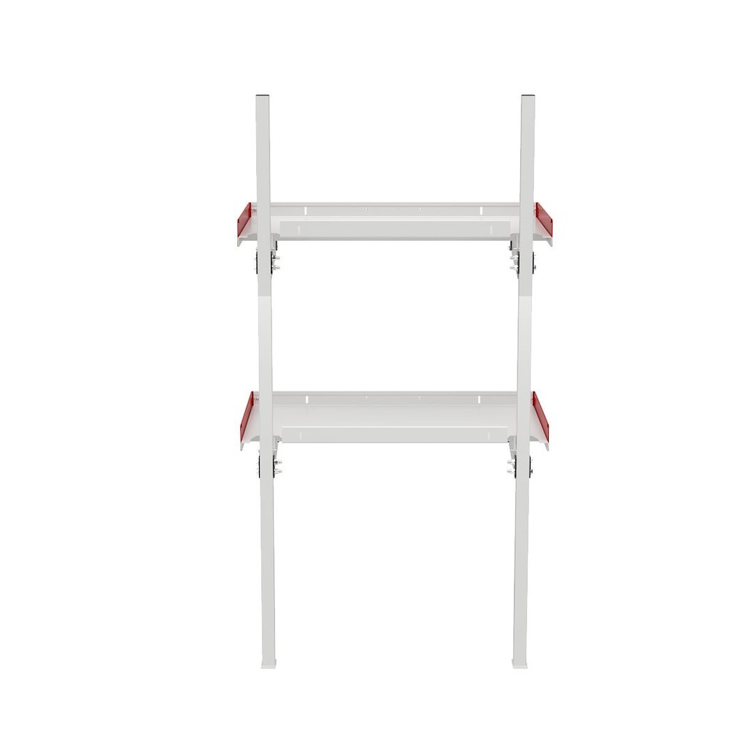 Weather Guard Van Storage System Shelf, 36 Inch Length X 19 Inch Depth, 2 Inch Lip, Without Dividers, Aluminum, White with Red End Caps – 9536-3-01