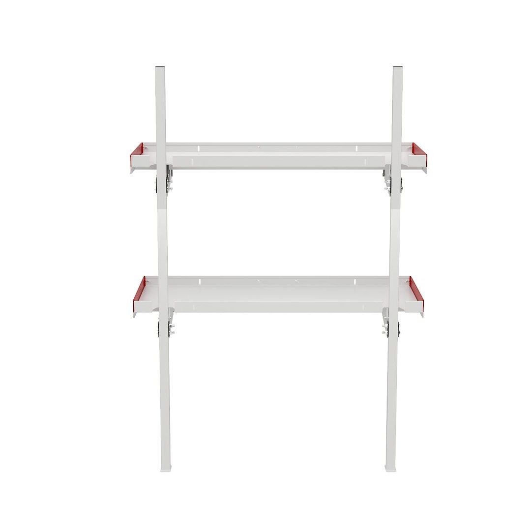Weather Guard Van Storage System Shelf, 48 Inch Length X 19 Inch Depth, 2 Inch Lip, Without Dividers, Aluminum, White with Red End Caps – 9548-3-01