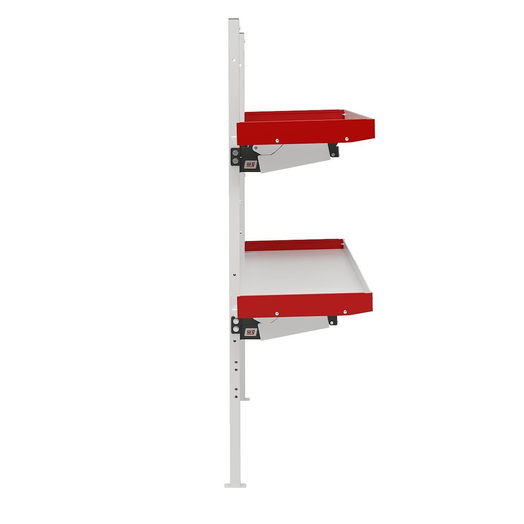 Weather Guard Van Storage System Shelf, 60 Inch Length X 19 Inch Depth, 2 Inch Lip, Without Dividers, Aluminum, White with Red End Caps – 9560-3-01