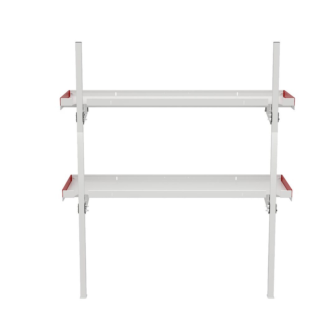 Weather Guard Van Storage System Shelf, 60 Inch Length X 19 Inch Depth, 2 Inch Lip, Without Dividers, Aluminum, White with Red End Caps – 9560-3-01