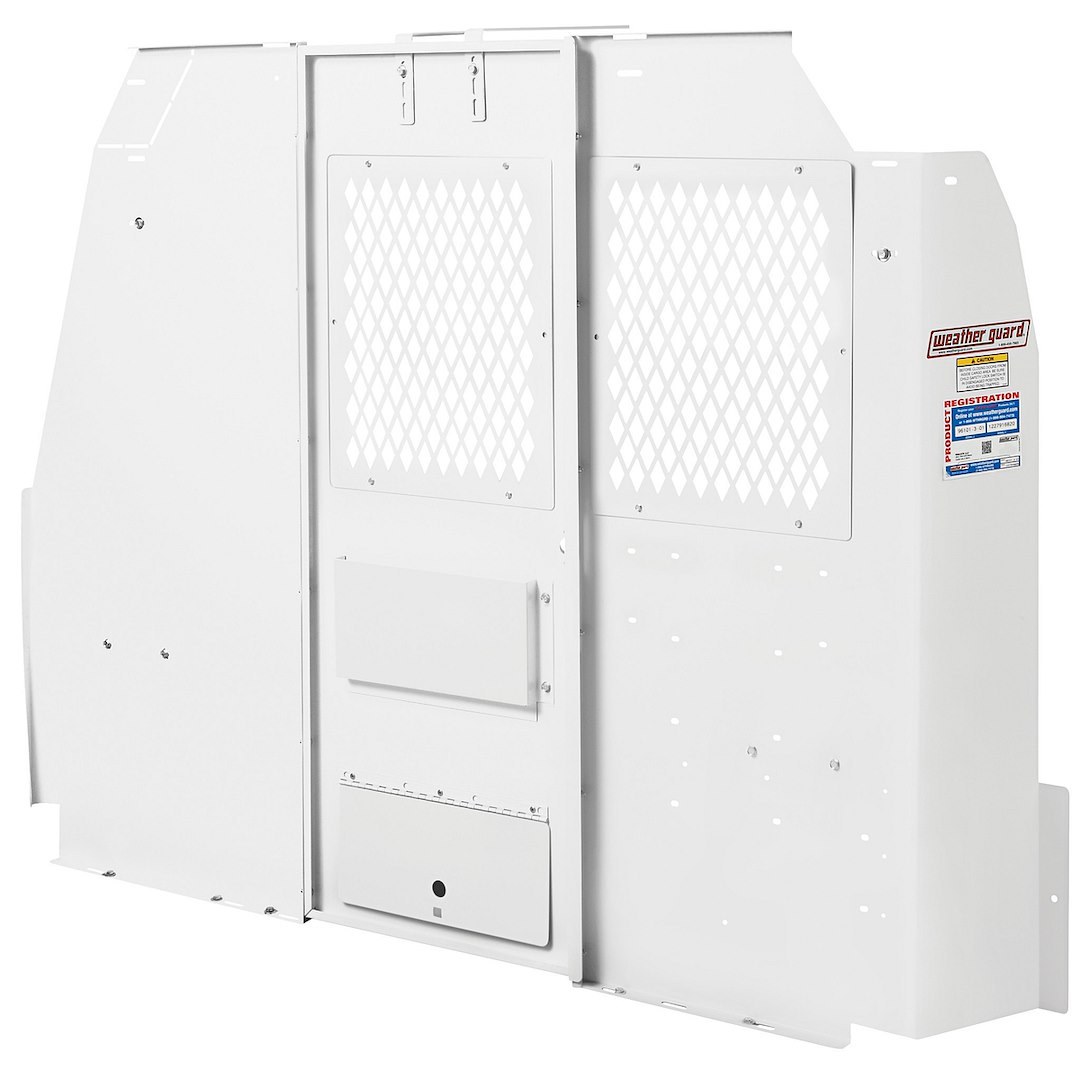 Weather Guard Bulkhead Divider, Full Bulkhead, Fixed Panel with Dog Door Converts to Door, With Door Pocket, With Mesh Window, White – 96102-3-01