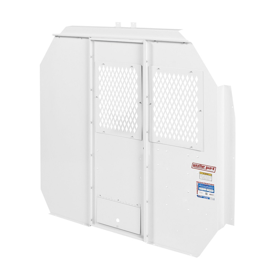 Weather Guard Bulkhead Divider, Full Bulkhead, Fixed Panel with Dog Door Converts to Door, With Door Pocket, With Mesh Window, White – 96302-3-01