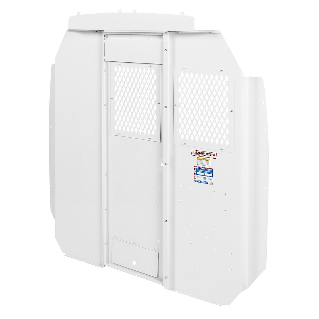 Weather Guard Bulkhead Divider, Full Bulkhead, Fixed Panel with Dog Door Converts to Door, With Door Pocket, With Mesh Window, White – 96312-3-01
