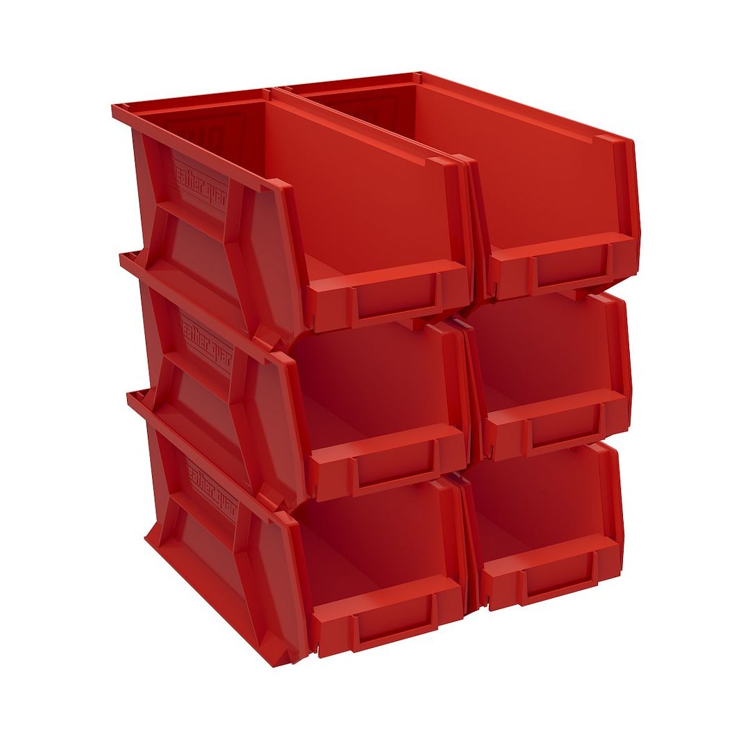 Weather Guard Van Storage System Shelf Bin Box, 6-1/2 Inch Height X 6 Inch Width X 15.45 Inch Depth, Without Compartment, Red, Plastic – 9854-7-02
