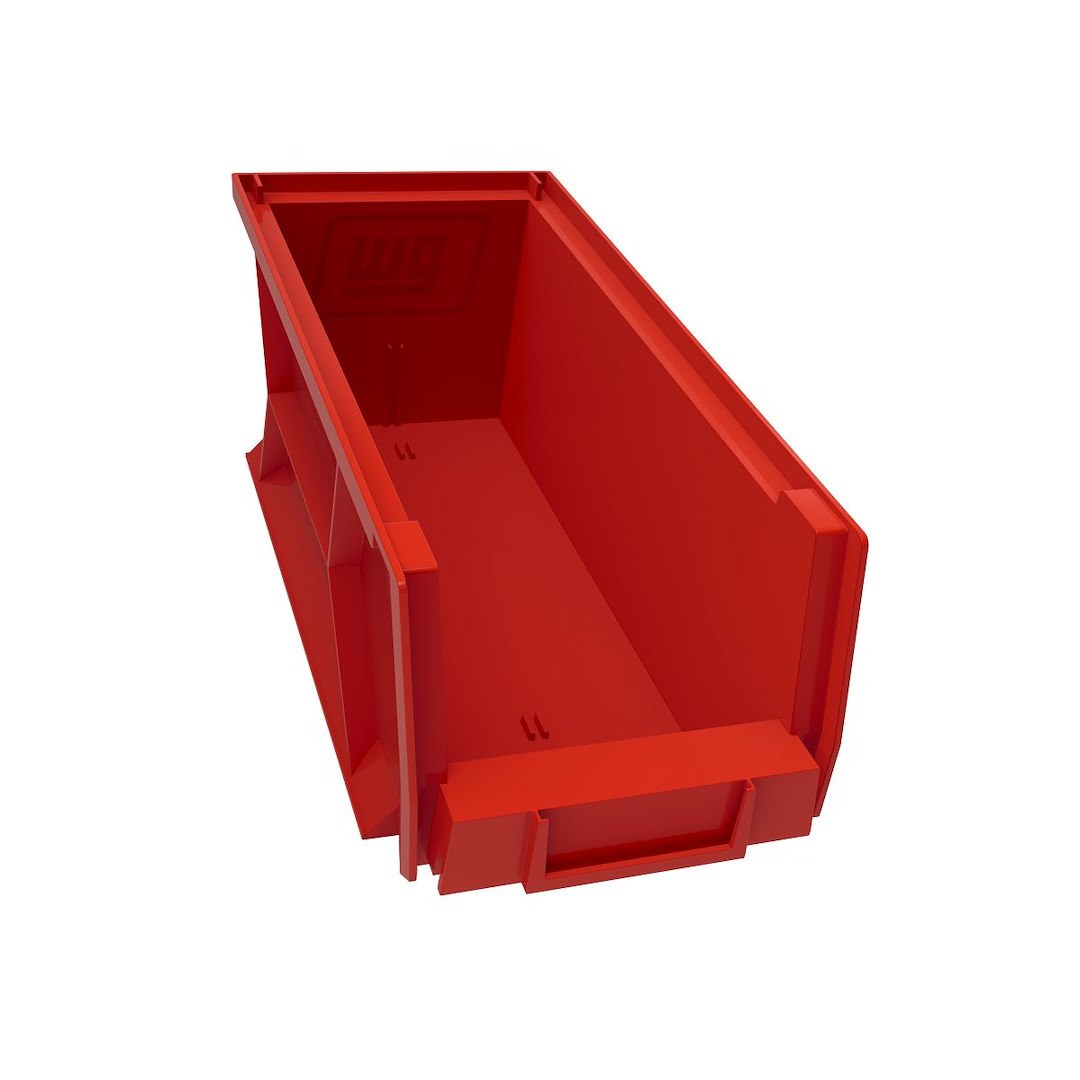 Weather Guard Van Storage System Shelf Bin Box, 6-1/2 Inch Height X 6 Inch Width X 15.45 Inch Depth, Without Compartment, Red, Plastic – 9854-7-02