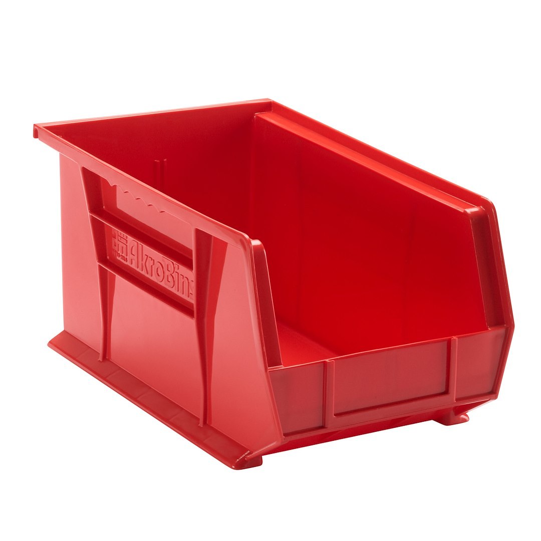 Weather Guard Van Storage System Shelf Bin Box, 7 Inch Height X 8-1/4 Inch Width X 14-3/4 Inch Depth, Set of 6, Plastic, Red – 9855-7-01