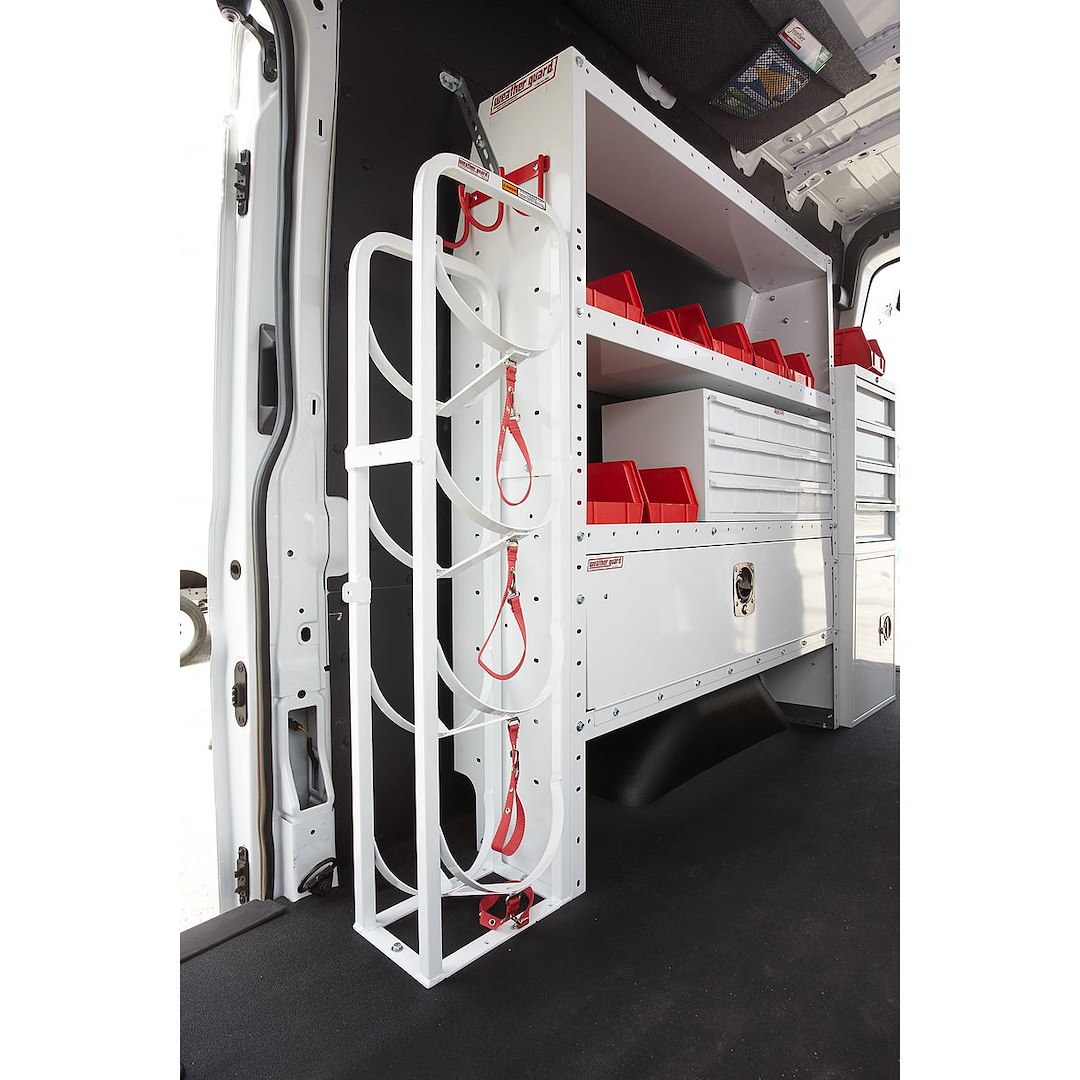 Weather Guard Van Storage System Shelf Bin Box, 7 Inch Height X 8-1/4 Inch Width X 14-3/4 Inch Depth, Set of 6, Plastic, Red – 9855-7-01