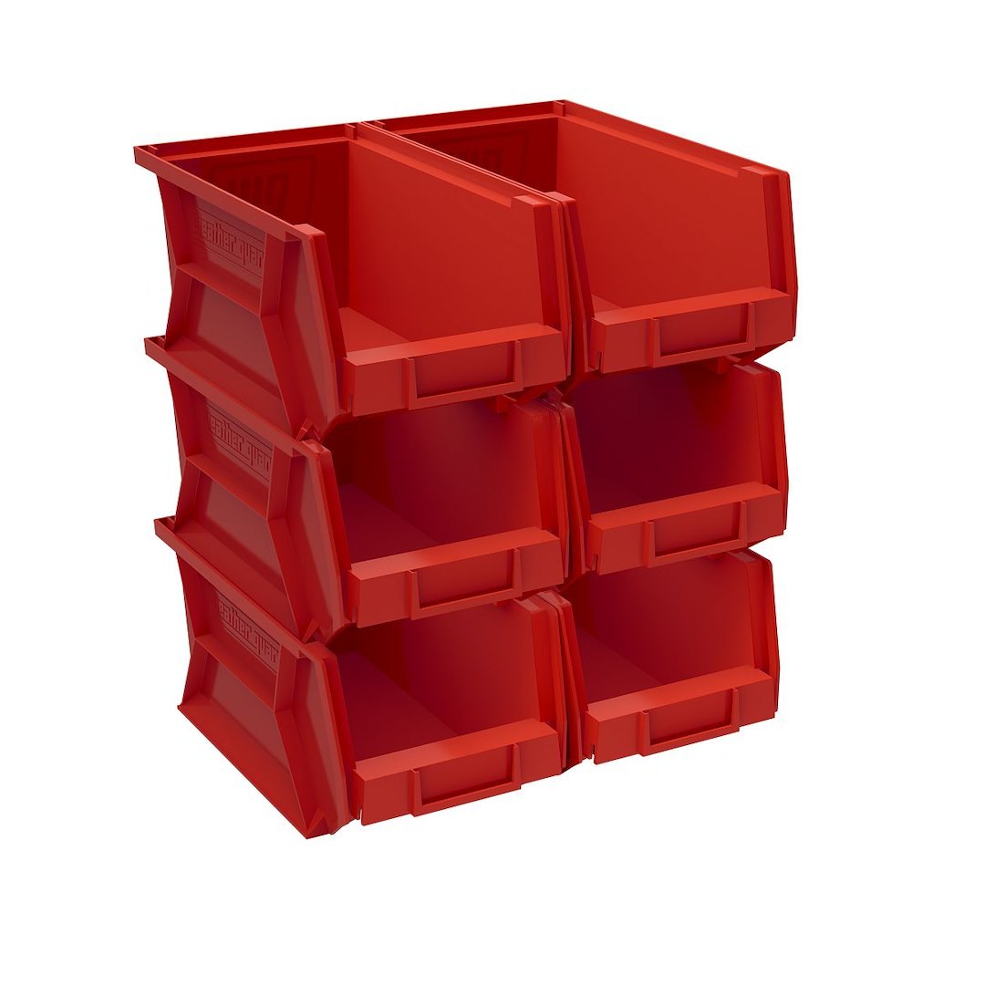 Weather Guard Van Storage System Shelf Bin Box, 7.1 Inch Height X 6 Inch Width X 13.2 Inch Depth, Without Compartment, Red, Plastic – 9855-7-02