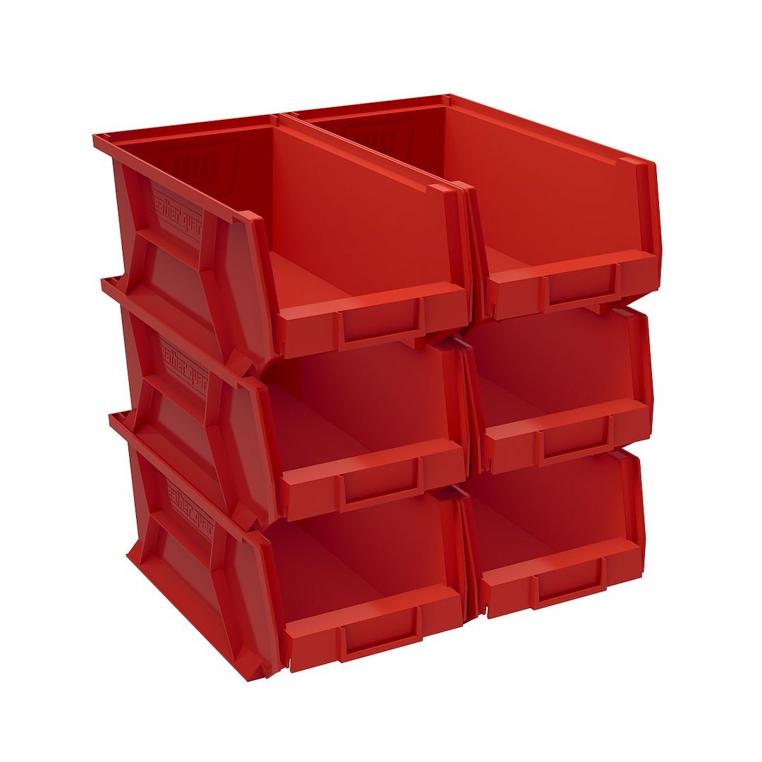 Weather Guard Van Storage System Shelf Bin Box, 8.2 Inch Height X 6 Inch Width X 13.2 Inch Depth, Without Compartment, Red, Plastic – 9856-7-02