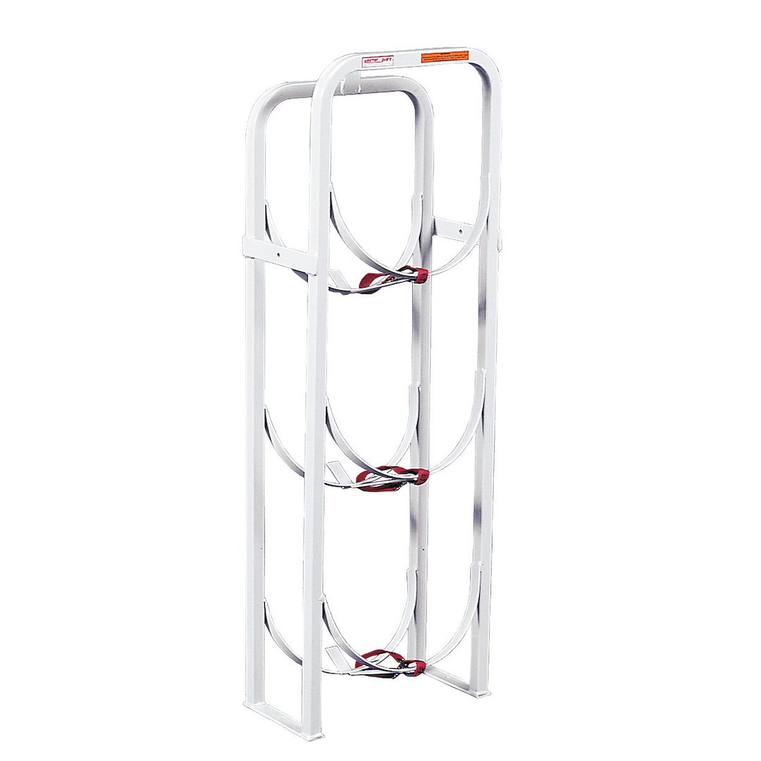 Weather Guard Van Storage System Refrigerant Tank Rack, Bolts to Wall, Holds Three 50 Pound Tanks – 9862-3-01