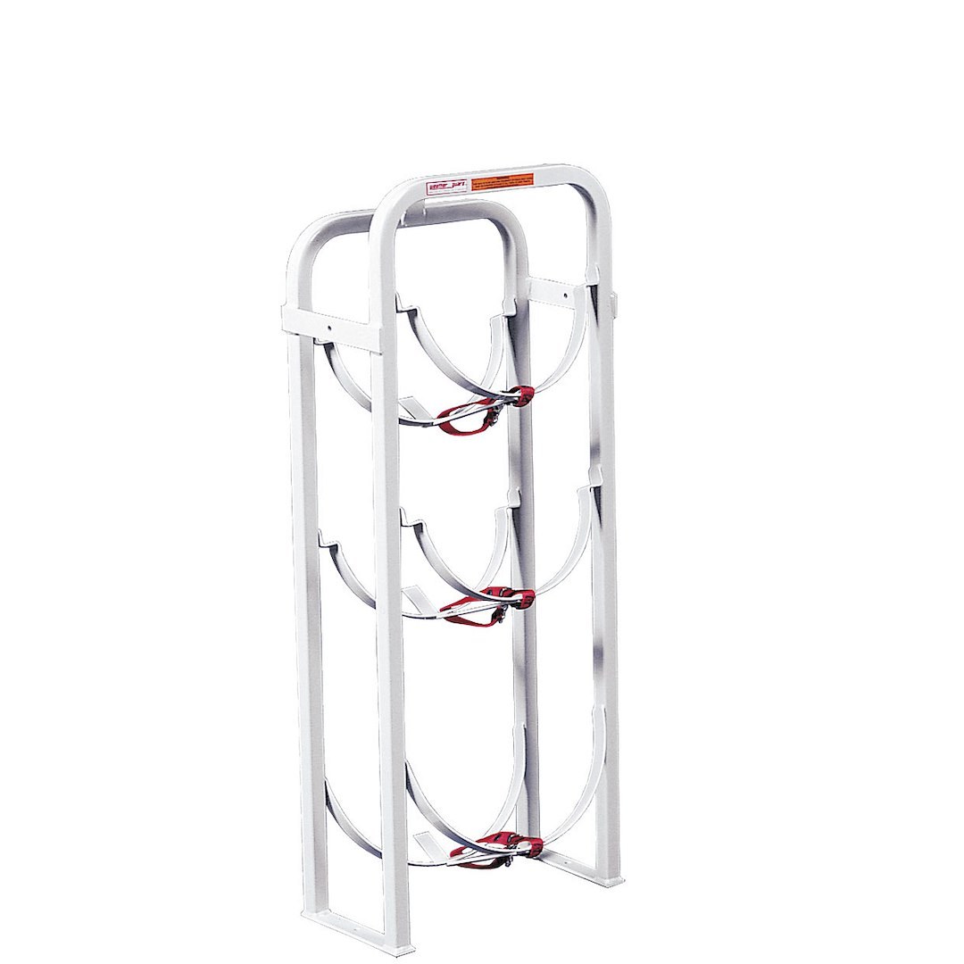 Weather Guard Van Storage System Refrigerant Tank Rack, Bolts to Wall, Holds Two 30 Pound Tanks and One 50 Pound Tank – 9863-3-01