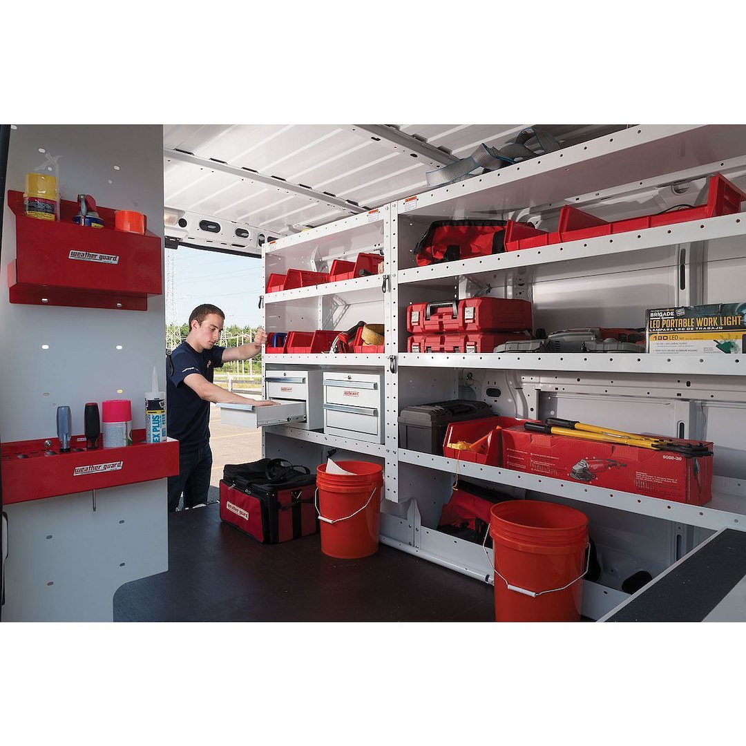 Weather Guard Tool Organizer, Red Zone, Bolts to Bulkhead or Shelf End Panel, Holds 2 Aerosol Cans and 12 Miscellaneous Tools – 9879-7-01