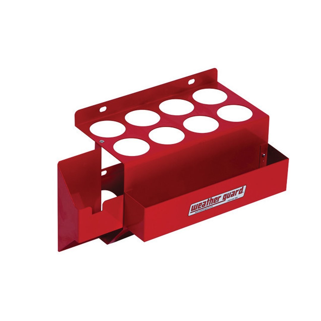 Weather Guard Caulk Tube Organizer, Red Zone, Bolts to Bulkhead or Shelf End Panel, 8 Tube Capacity – 9881-7-01