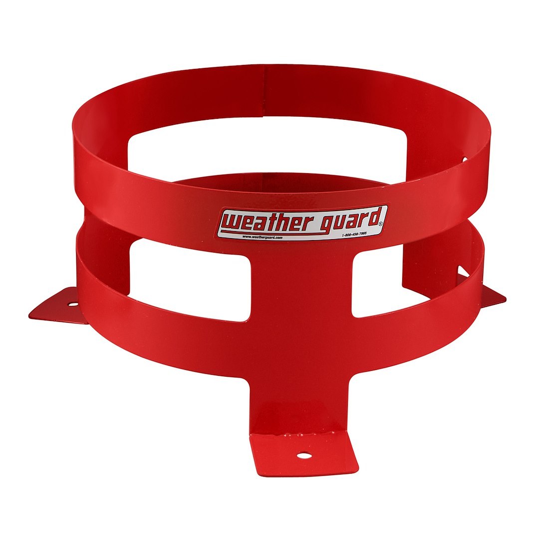 Weather Guard Bucket Holder, Red Zone, Holds 5 Gallon Bucket, Bolts to Floor, 6-1/4 Inch Height X 11-1/4 Inch Diameter, Steel – 9885-7-01